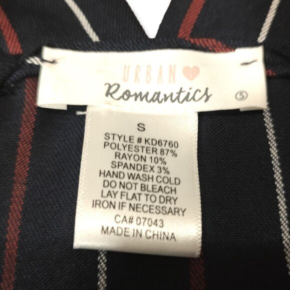 Urban Romantics Pinstripe Deep Navy Stripped Pinafore Overall Dress Small - Picture 4 of 5